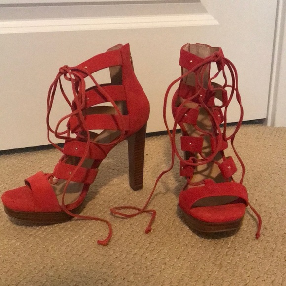 MICHAEL Michael Kors Shoes - Michael Kors Dark Coral Lace Up Suede Platforms MICHAEL Michael Kors Shoes - Michael Kors Dark Coral Lace Up Suede Platforms
